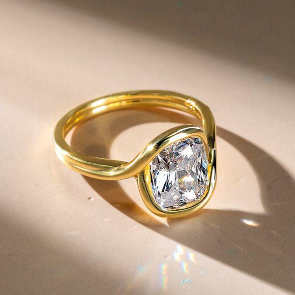 Cushion Cut Solitaire Vintage Engagement Ring - 4.0 CT. TW. - White Gold Plated Sterling Silver