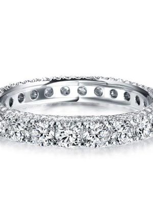925 Sterling Silver Peekaboo Eternity Wedding Band with Round Cut Stones (2.45 CT. TW)
