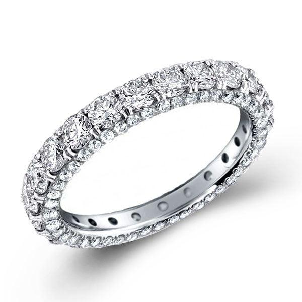 925 Sterling Silver Peekaboo Eternity Wedding Band with Round Cut Stones (2.45 CT. TW)