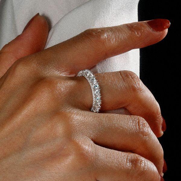 925 Sterling Silver Peekaboo Eternity Wedding Band with Round Cut Stones (2.45 CT. TW)