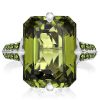 Emerald Cut Peridot Engagement Ring for Women in Sterling Silver