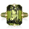 Emerald Cut Peridot Engagement Ring for Women in Sterling Silver