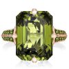 Emerald Cut Peridot Engagement Ring for Women in Sterling Silver