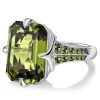 Emerald Cut Peridot Engagement Ring for Women in Sterling Silver