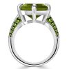 Emerald Cut Peridot Engagement Ring for Women in Sterling Silver