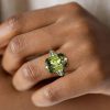 Emerald Cut Peridot Engagement Ring for Women in Sterling Silver