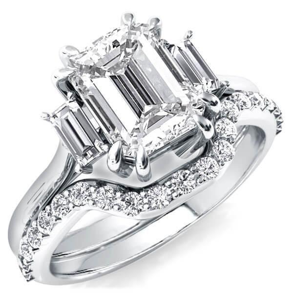 Amazing Solitaire Three Stone Bridal Set Sterling Silver 4.88 CT. TW.