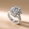 Amazing Solitaire Three Stone Bridal Set Sterling Silver 4.88 CT. TW.