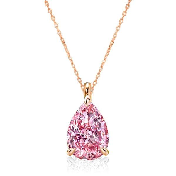 Classic Pink Sapphire Pendant Necklace in 925 Sterling Silver