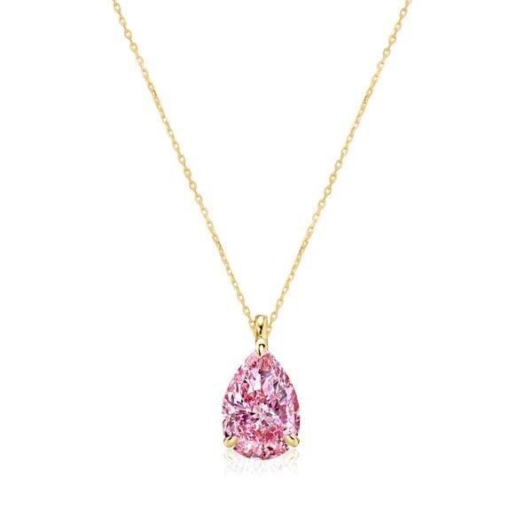 Classic Pink Sapphire Pendant Necklace in 925 Sterling Silver