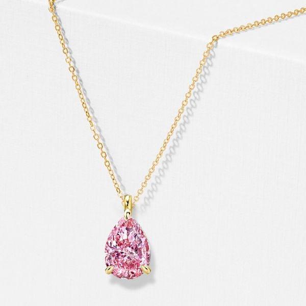 Classic Pink Sapphire Pendant Necklace in 925 Sterling Silver