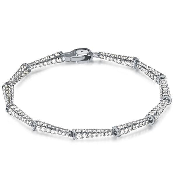 Pave Setting Lola Linked Bracelet in Sterling Silver with Diamond Simulants