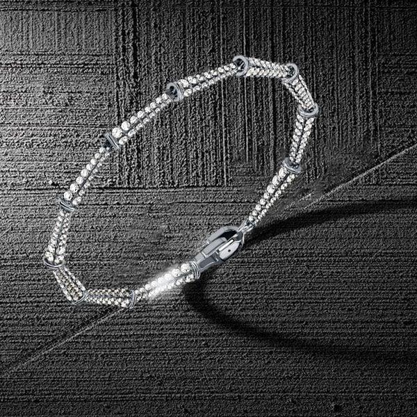 Pave Setting Lola Linked Bracelet in Sterling Silver with Diamond Simulants