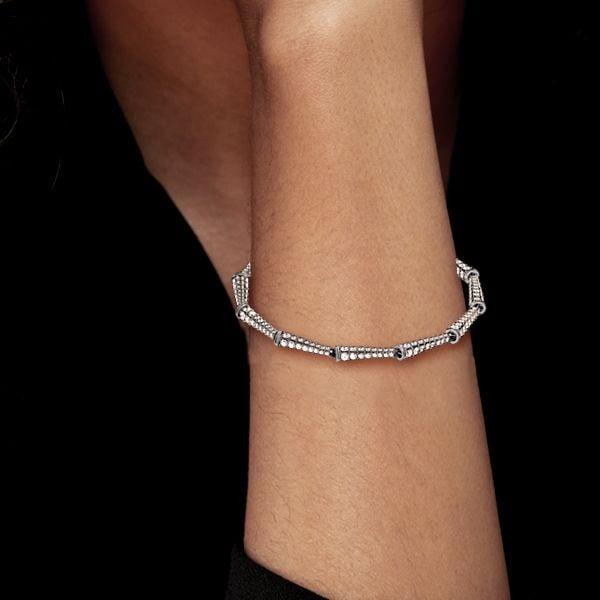 Pave Setting Lola Linked Bracelet in Sterling Silver with Diamond Simulants