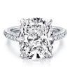 Cushion Cut Sterling Silver Engagement Ring - 5 Carat Simulated Diamond