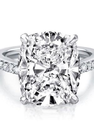 Cushion Cut Sterling Silver Engagement Ring - 5 Carat Simulated Diamond