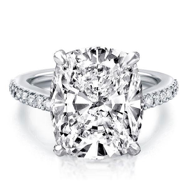 Cushion Cut Sterling Silver Engagement Ring - 5 Carat Simulated Diamond