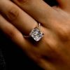 Cushion Cut Sterling Silver Engagement Ring - 5 Carat Simulated Diamond