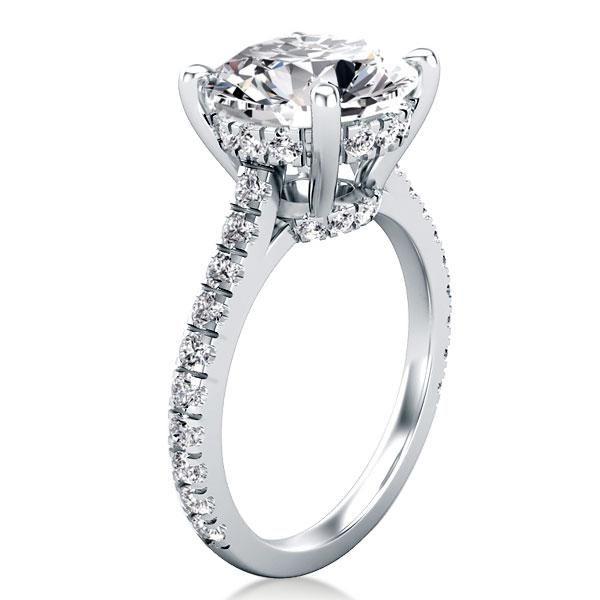 Cushion Cut Sterling Silver Engagement Ring - 5 Carat Simulated Diamond