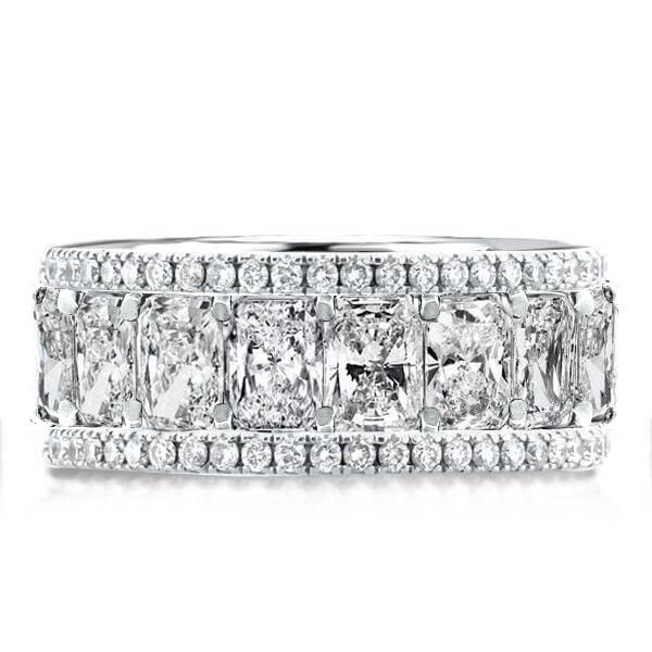 8.75 CT. TW. Cushion Cut Band Ring in Rhodium Plated 925 Sterling Silver