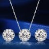 Vintage Style Round Cut White Sapphire Necklace and Earrings Jewelry Set in Rhodium Plated Sterling Silver