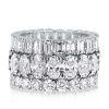 Emerald Cut Wedding Band for Women in Sterling Silver with High-Impact Stones