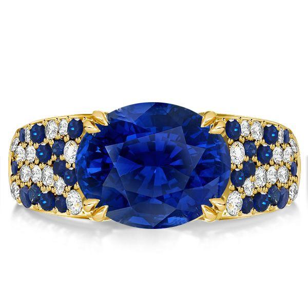 Oval Blue Sapphire Wedding Band - 925 Sterling Silver Ring for Women