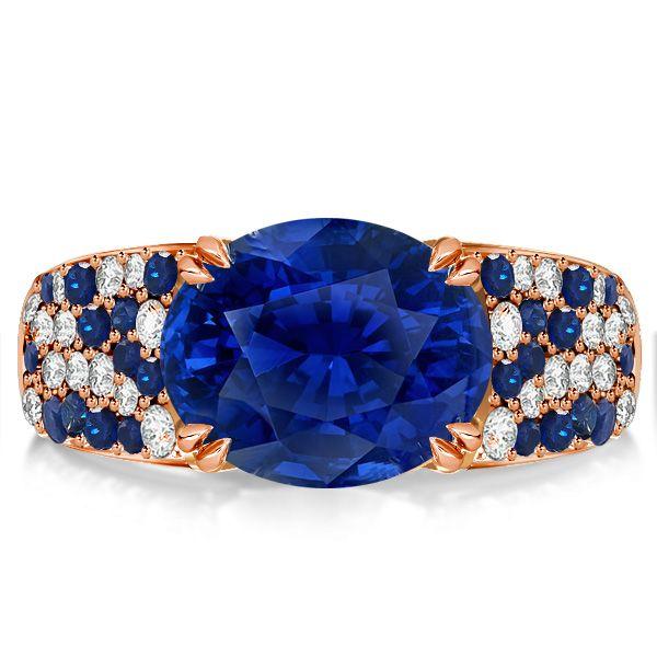 Oval Blue Sapphire Wedding Band - 925 Sterling Silver Ring for Women