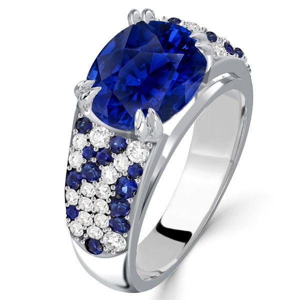 Oval Blue Sapphire Wedding Band - 925 Sterling Silver Ring for Women