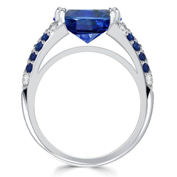 Oval Blue Sapphire Wedding Band - 925 Sterling Silver Ring for Women