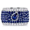 Micro-Pave Emerald & Pear Cut Blue Sapphire Eternity Band in Sterling Silver