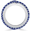 Micro-Pave Emerald & Pear Cut Blue Sapphire Eternity Band in Sterling Silver