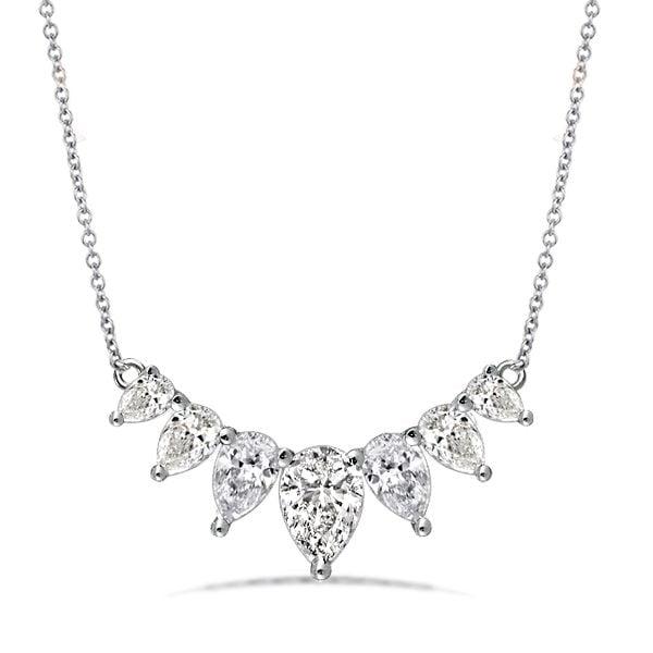 Pear Cut Created White Sapphire Pendant Necklace in Rhodium Plated 925 Sterling Silver