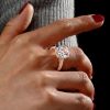 Rose Gold Cushion Cut Engagement Ring - Micro Pave Halo, 9.52 CT Simulated Diamond