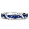 Blue Sapphire Ribbon Wedding Band in Sterling Silver (0.48 CTW)