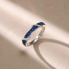 Blue Sapphire Ribbon Wedding Band in Sterling Silver (0.48 CTW)