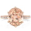 3.0 CT Oval Cut Engagement Ring - 18K Rose Gold Plated Sterling Silver, Six Prong Setting
