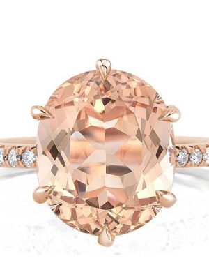 3.0 CT Oval Cut Engagement Ring - 18K Rose Gold Plated Sterling Silver, Six Prong Setting