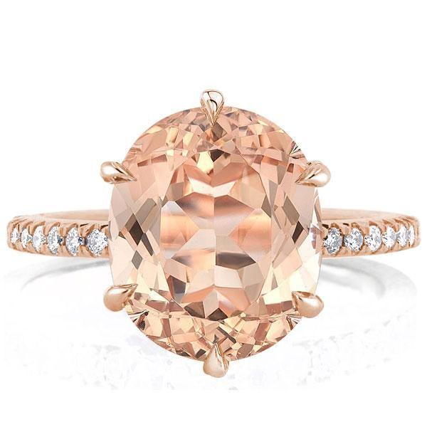 3.0 CT Oval Cut Engagement Ring - 18K Rose Gold Plated Sterling Silver, Six Prong Setting