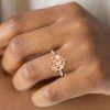 3.0 CT Oval Cut Engagement Ring - 18K Rose Gold Plated Sterling Silver, Six Prong Setting