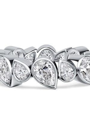 Women's Pear Cut Eternity Wedding Band, Bezel Setting, 5.68 CT. TW., 925 Sterling Silver