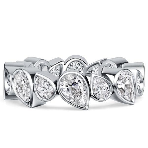 Women's Pear Cut Eternity Wedding Band, Bezel Setting, 5.68 CT. TW., 925 Sterling Silver