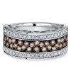 Two-Tone Black Diamond Wedding Band | 0.96 CTW Multi-Row Sterling Silver Ring