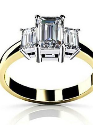 Classic Two-Tone Sterling Silver Three-Stone Engagement Ring