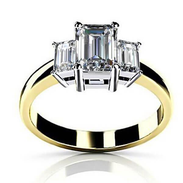 Classic Two-Tone Sterling Silver Three-Stone Engagement Ring