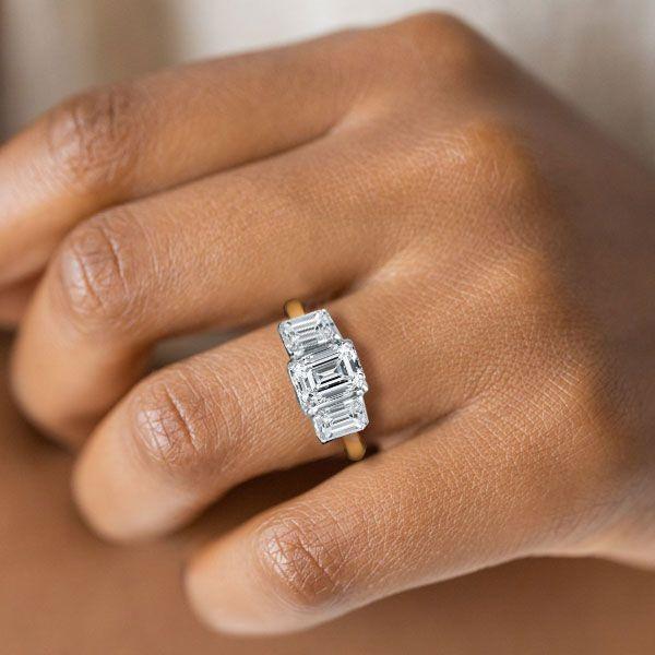Classic Two-Tone Sterling Silver Three-Stone Engagement Ring
