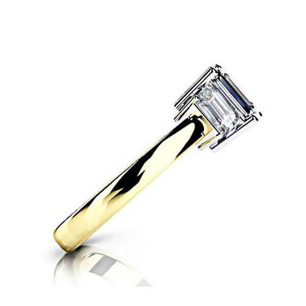 Classic Two-Tone Sterling Silver Three-Stone Engagement Ring