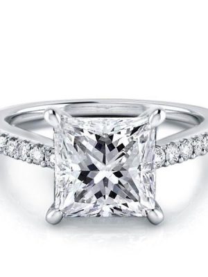 Princess Cut White Sapphire Engagement Ring - 925 Sterling Silver