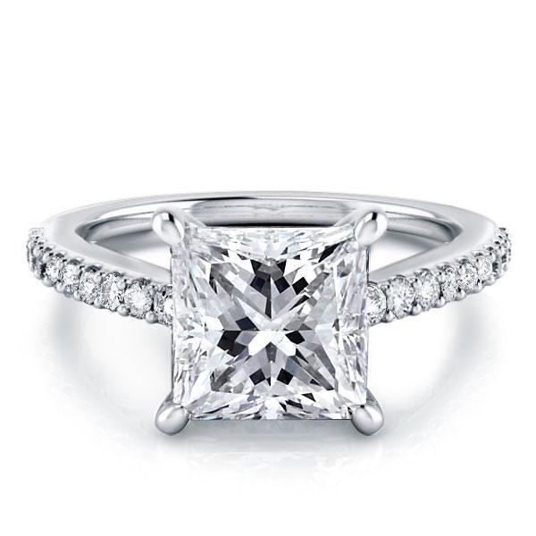 Princess Cut White Sapphire Engagement Ring - 925 Sterling Silver