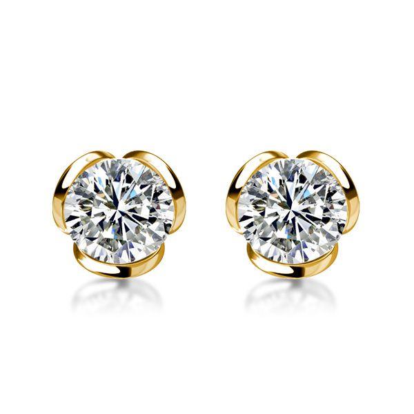 White Sapphire Floral Stud Earrings - 925 Sterling Silver (Multiple Plating Options)